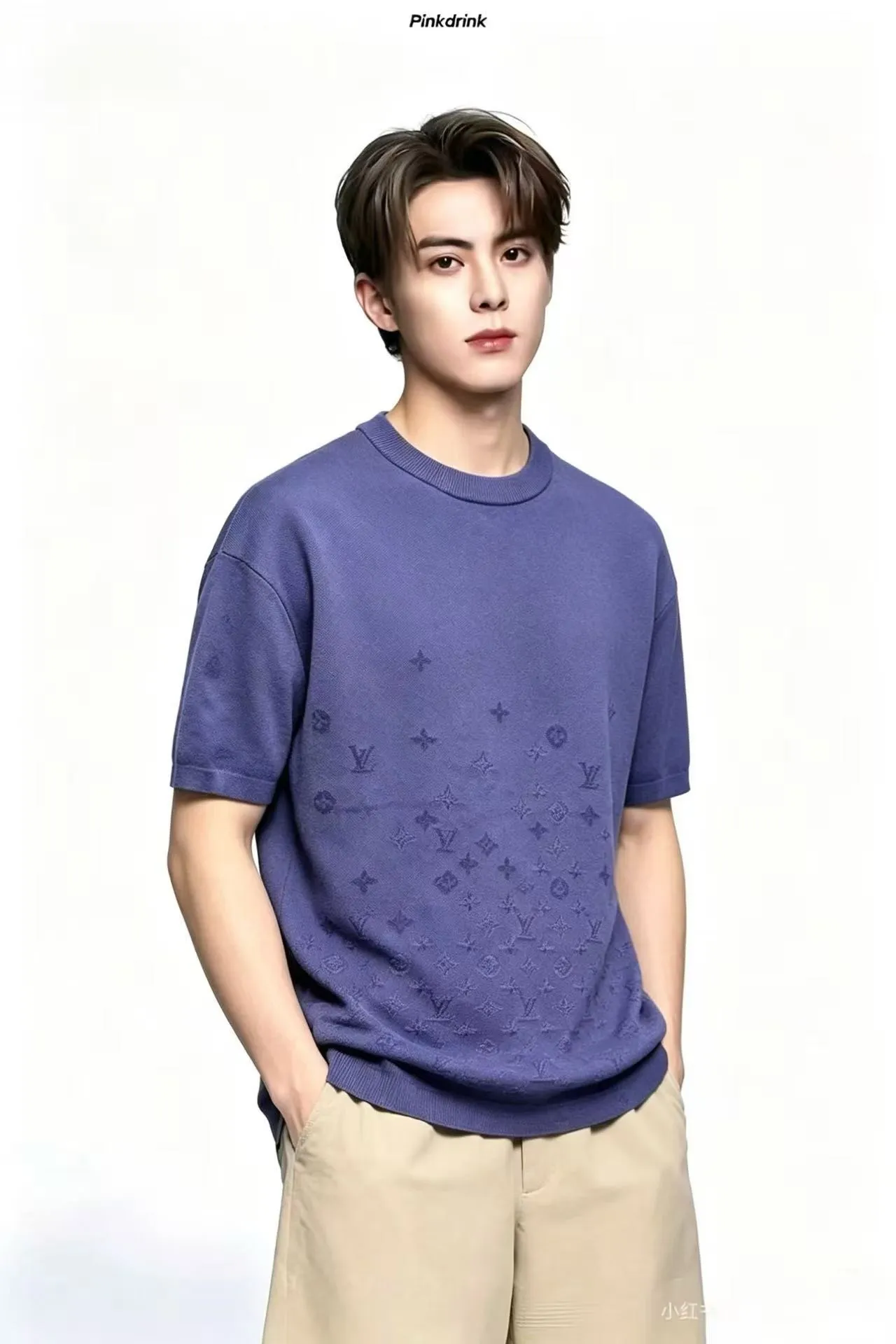 Louis Vuitton/Louis Vuitton 26ss gradient old flower jacquard knitted short sleeves